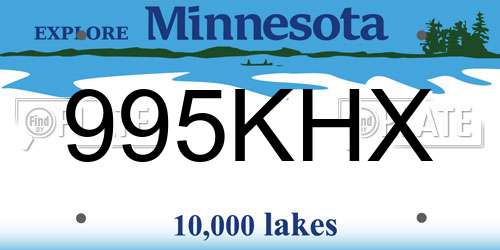 995KHX Minnesota License Plate
