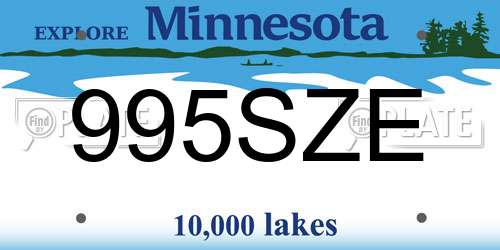 995SZE Minnesota License Plate