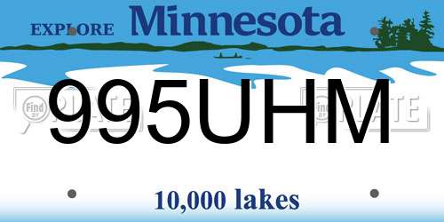 995UHM Minnesota License Plate