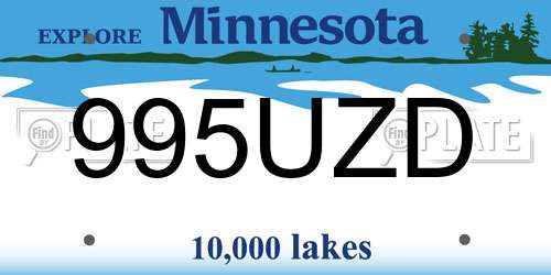 995UZD Minnesota License Plate