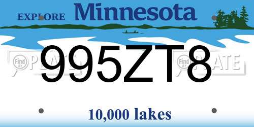 995ZT8 Minnesota License Plate