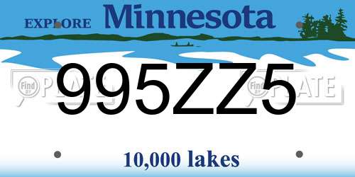 995ZZ5 Minnesota License Plate