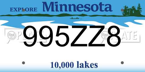 995ZZ8 Minnesota License Plate