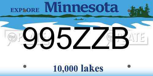 995ZZB Minnesota License Plate