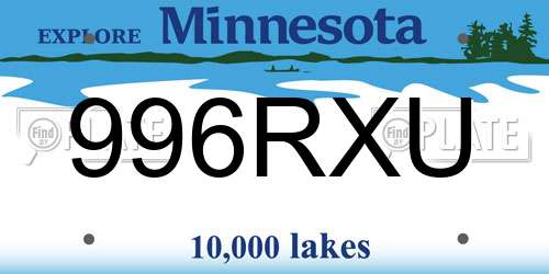 996RXU Minnesota License Plate