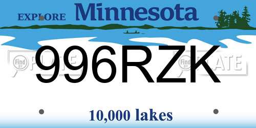 996RZK Minnesota License Plate