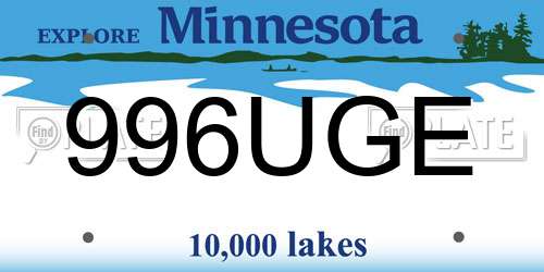 996UGE Minnesota License Plate