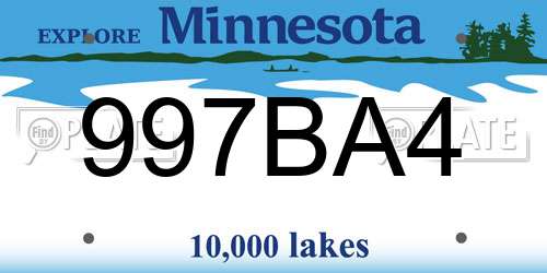 997BA4 Minnesota License Plate