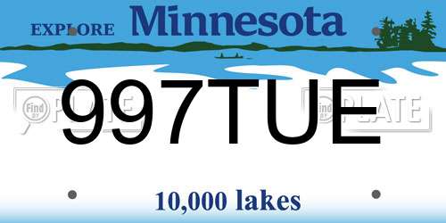 997TUE Minnesota License Plate
