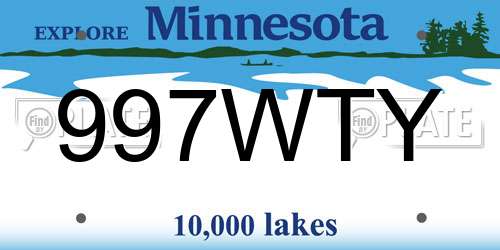 997WTY Minnesota License Plate