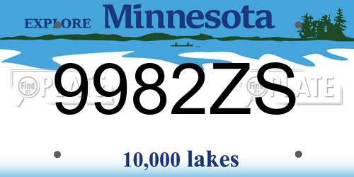 9982ZS Minnesota License Plate