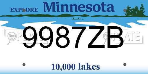 9987ZB Minnesota License Plate