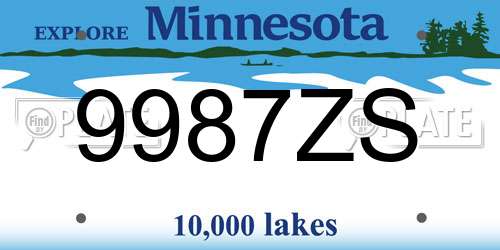 9987ZS Minnesota License Plate