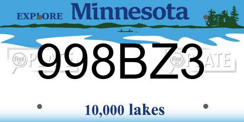 998BZ3 Minnesota License Plate