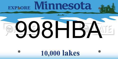 998HBA Minnesota License Plate