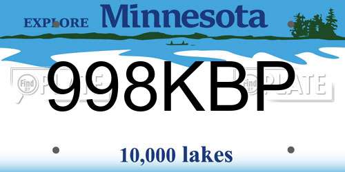 998KBP Minnesota License Plate