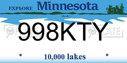998KTY Minnesota License Plate