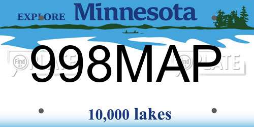 998MAP Minnesota License Plate