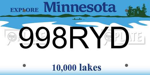 998RYD Minnesota License Plate
