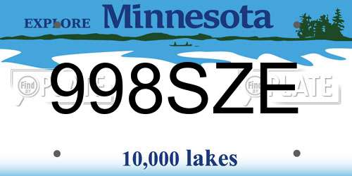 998SZE Minnesota License Plate
