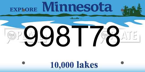998T78 Minnesota License Plate