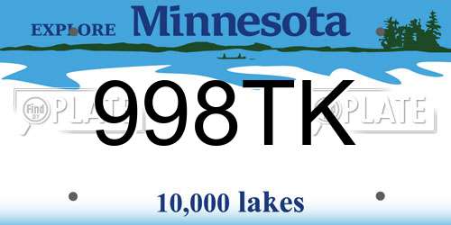 998TK Minnesota License Plate