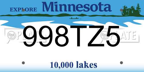 998TZ5 Minnesota License Plate