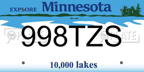 998TZS Minnesota License Plate