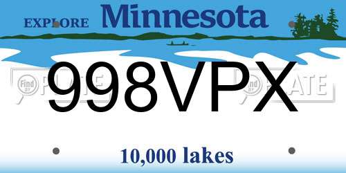998VPX Minnesota License Plate