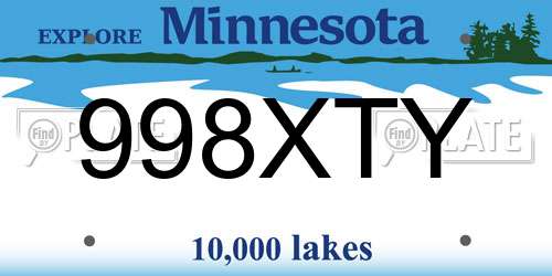 998XTY Minnesota License Plate