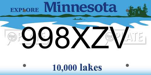 998XZV Minnesota License Plate