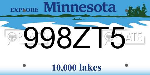 998ZT5 Minnesota License Plate