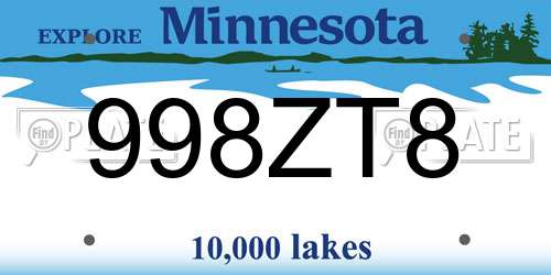998ZT8 Minnesota License Plate