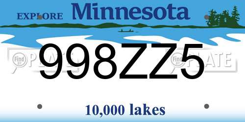 998ZZ5 Minnesota License Plate