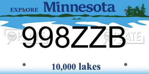 998ZZB Minnesota License Plate