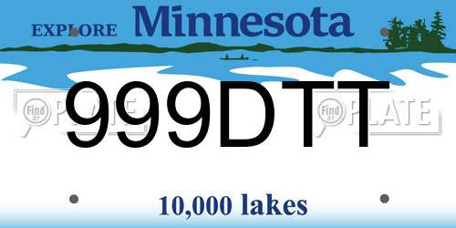 999DTT Minnesota License Plate