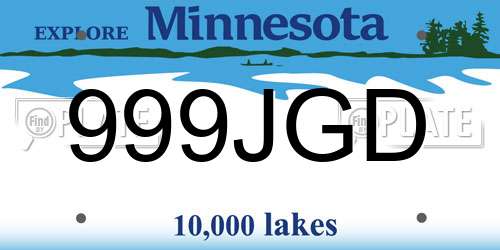 999JGD Minnesota License Plate