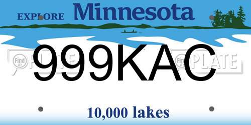 999KAC Minnesota License Plate