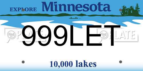 999LET Minnesota License Plate