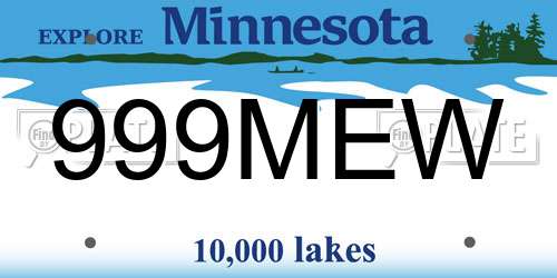 999MEW Minnesota License Plate