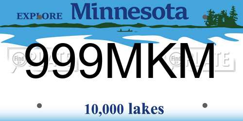999MKM Minnesota License Plate