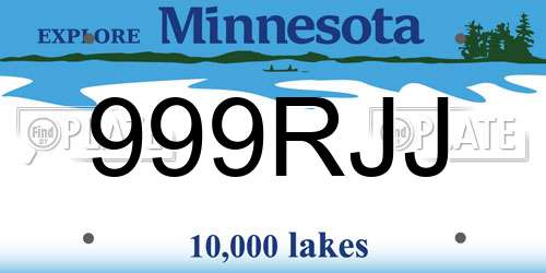 999RJJ Minnesota License Plate