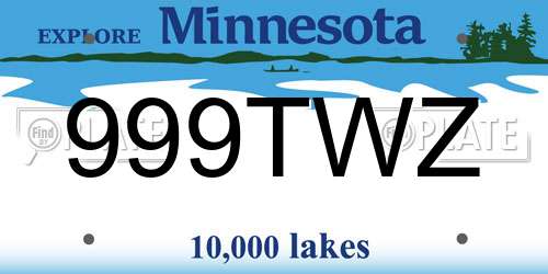 999TWZ Minnesota License Plate