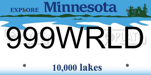 999WRLD Minnesota License Plate