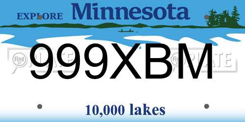 999XBM Minnesota License Plate