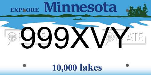 999XVY Minnesota License Plate