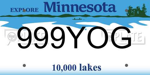999YOG Minnesota License Plate