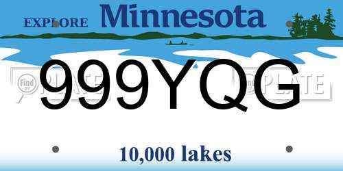 999YQG Minnesota License Plate
