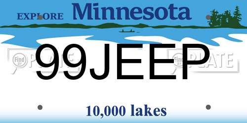 99JEEP Minnesota License Plate