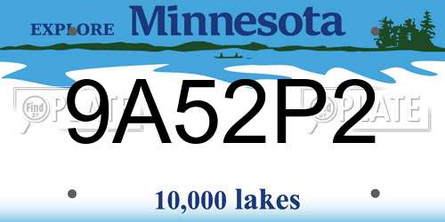 9A52P2 Minnesota License Plate